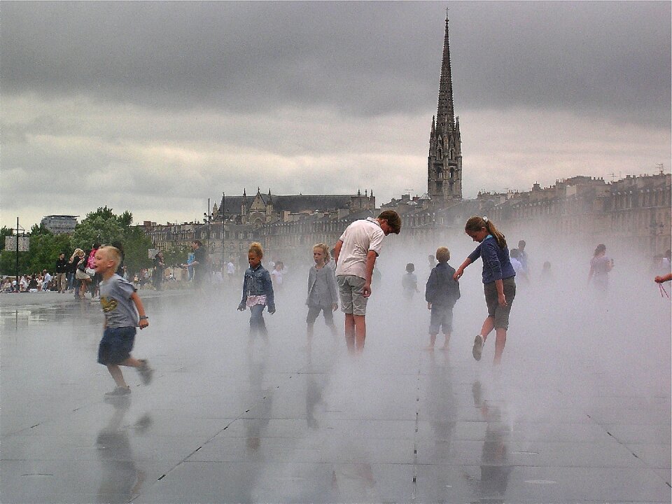 Children play splash