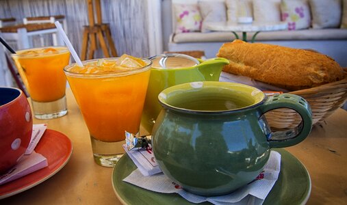Orange juice bread restaurant photo