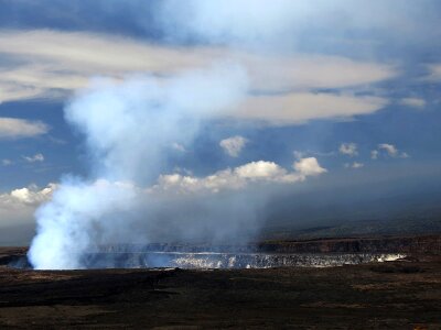 Kilauea active volcano crater photo