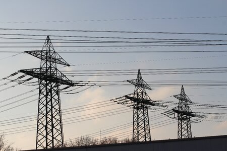 High voltage pylon power line photo