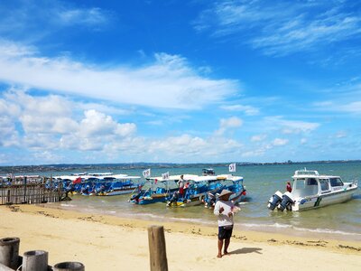 Speed boat bali blue sky and white clouds