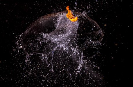 Burst water balloon shooting up