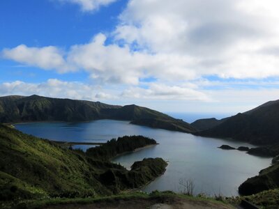 Mountain landscape crater lake photo