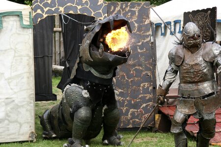 Fight fire-breathing dragon fairy tales photo