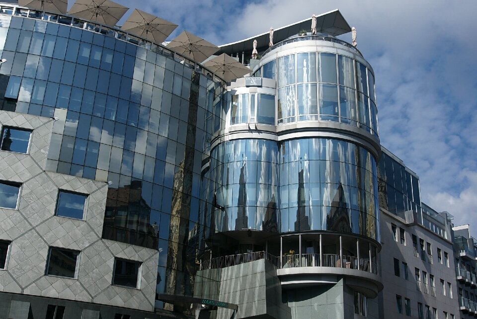 Reflection building glass the skyscraper