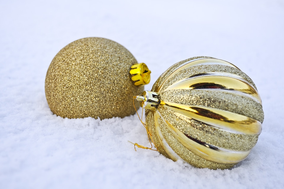 Christmas ornaments snow