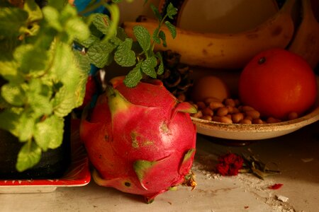 Dragon fruit peanut orange photo