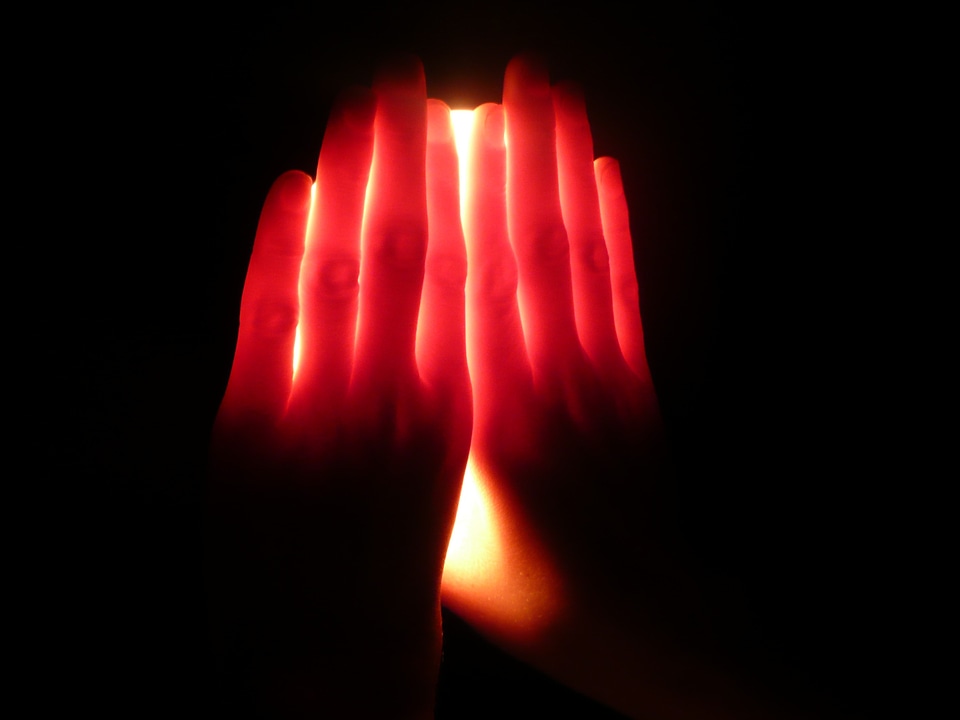 Shine through red transparent