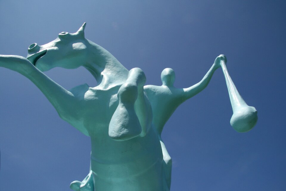 Art blue man on horseback