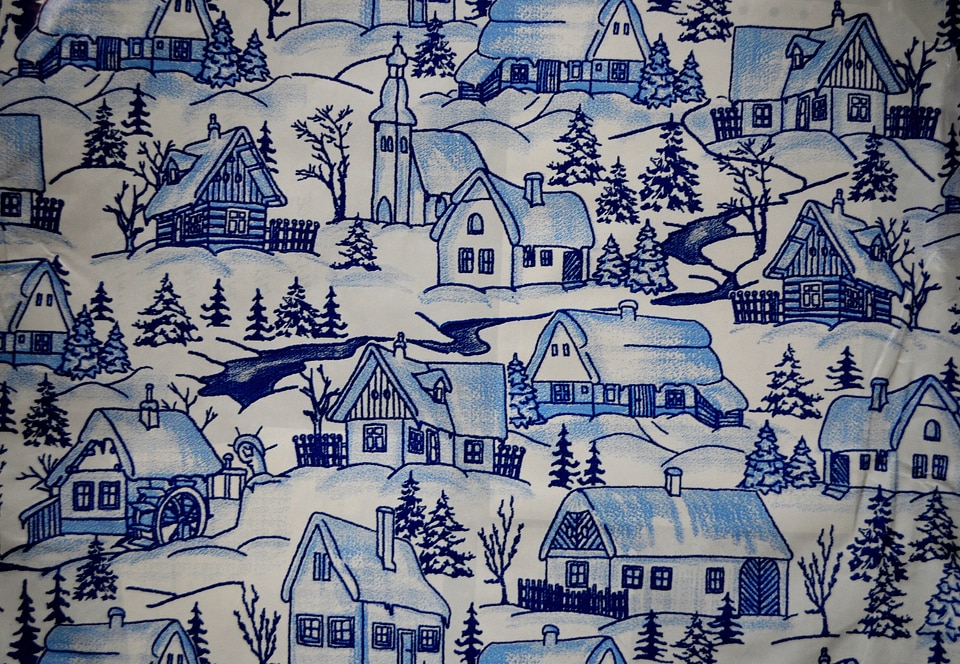 Background houses snow