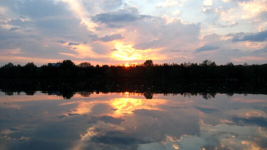 Lake orange sky photo