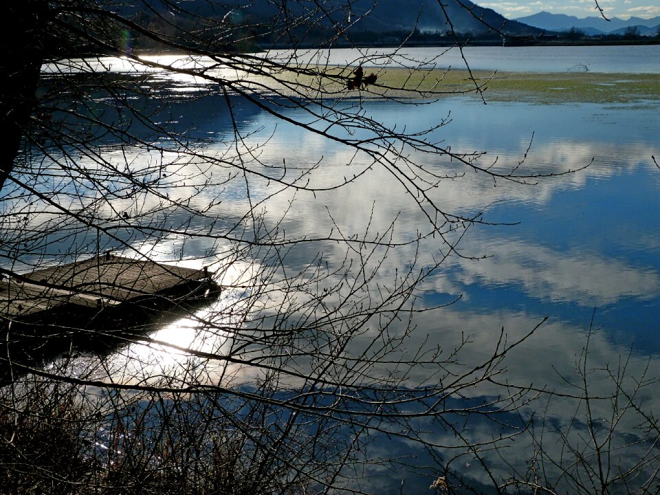 Lake pontoon reflections