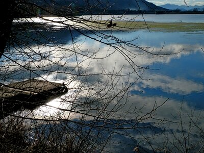 Lake pontoon reflections