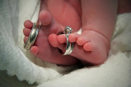 Newborn infant toes photo