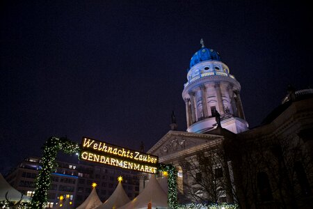 Christmas market nighttime architecture