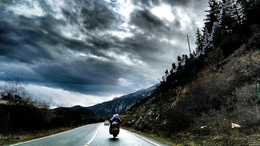 Dark clouds highway motorcycle