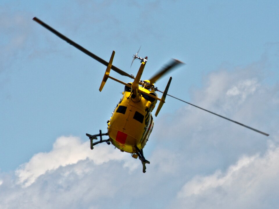 Yellow air rescue flying