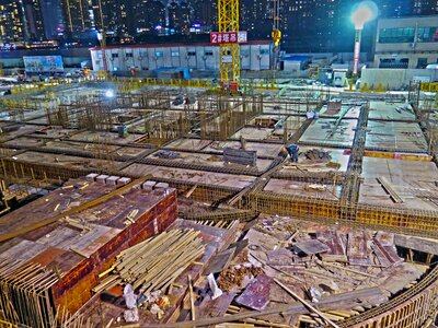Build city construction site high night photo