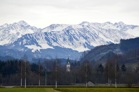 Mountains valley steeple