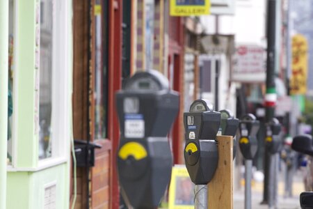 Parking meter city street photo