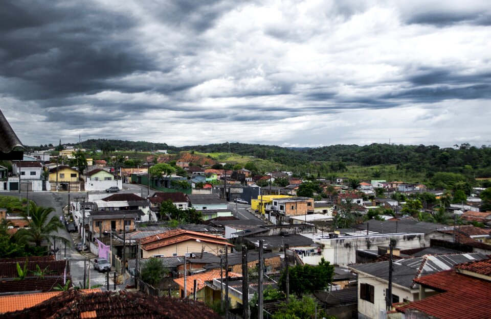City storm between clouds