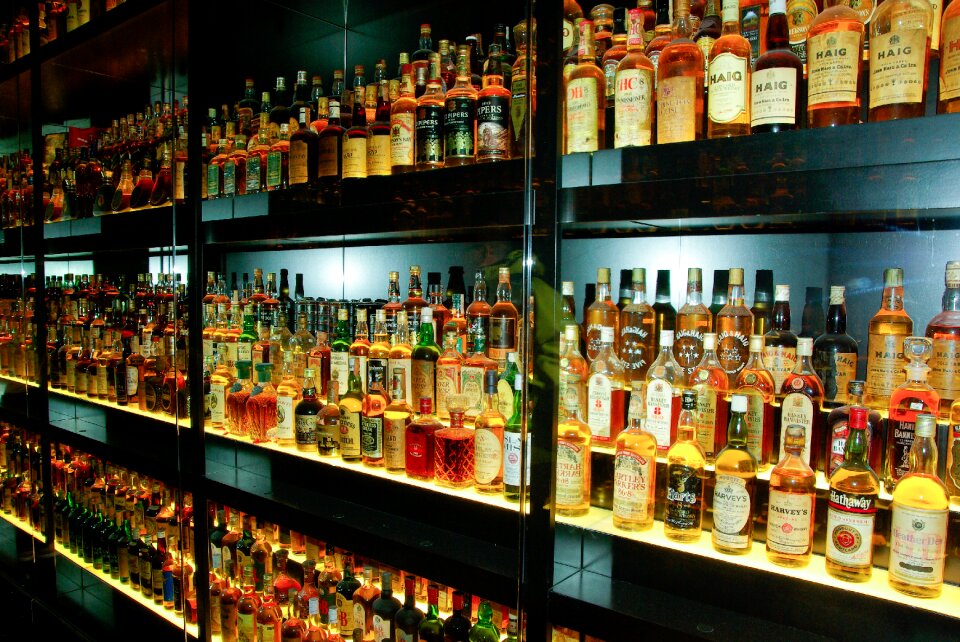 Whisky alcohol bottles