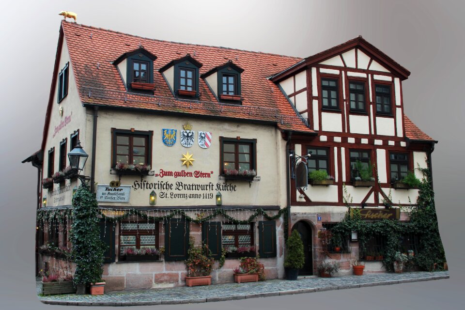 Middle ages fachwerkhaus sausage kitchen