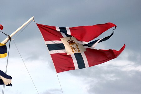 Flag gloomy sky wind