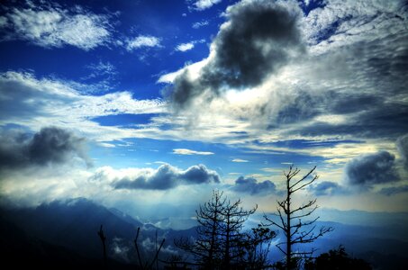 White cloud blue sky mountain