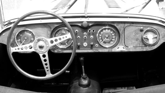 Car black and white dashboard