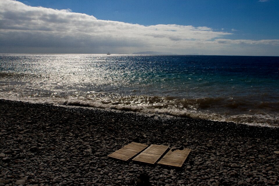Stone beach island cloudy