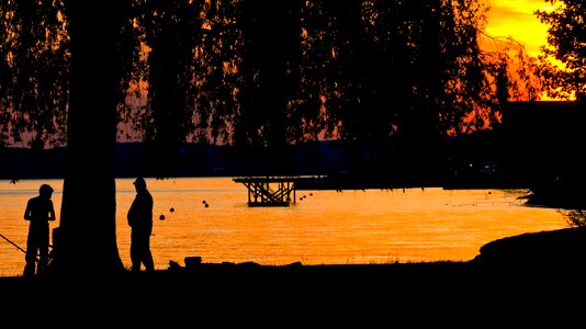 Lake abendstimmung angler