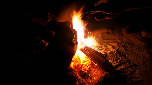 Dark burning wood photo