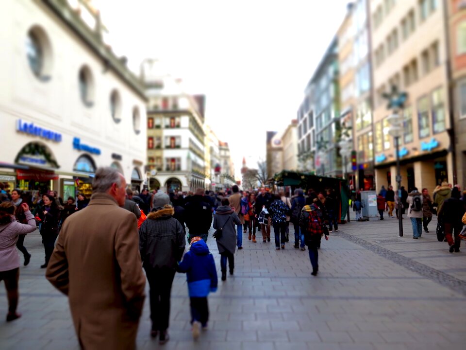 People pedestrian zone shops photo