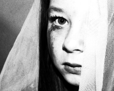 Girl sadness black and white