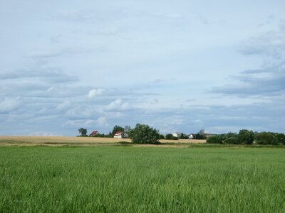 Field village sky photo