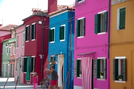 Burano island colorful houses shutters open photo