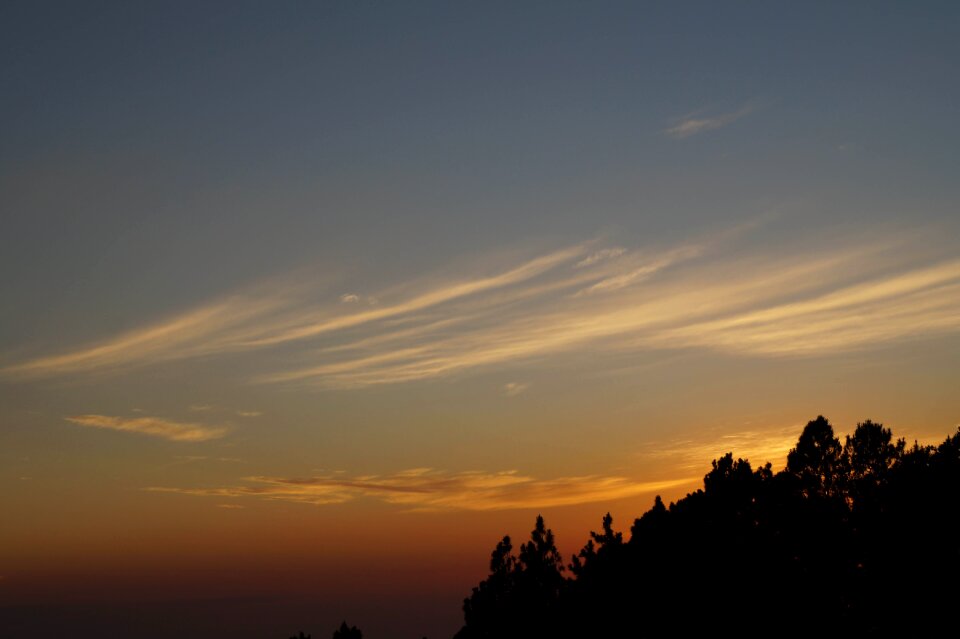 Trees mountains clouds