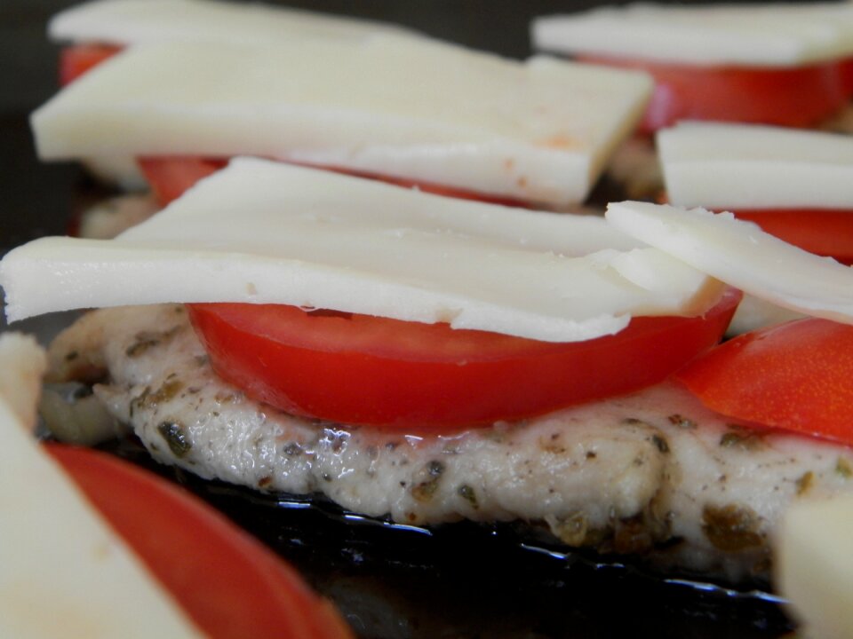 Cheese tomatoes meat