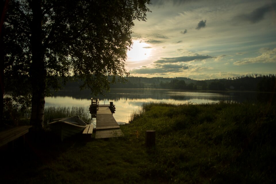 Sunset sun lake in finland