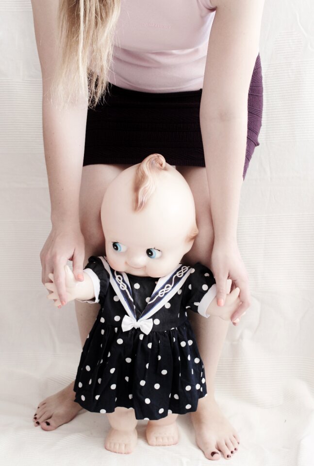 Girl play children toys