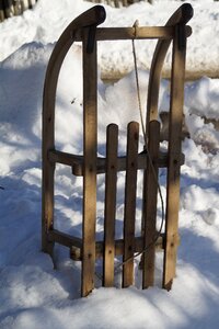 Wooden sled winter sleigh ride photo