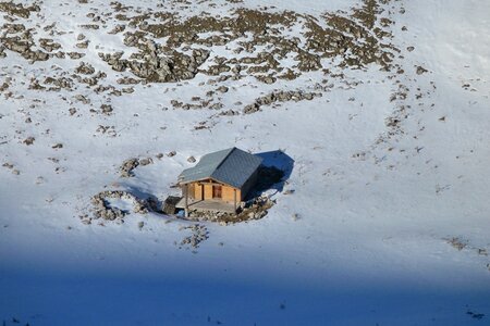 Alps winter cabin photo