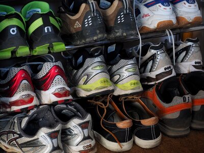 Shoes shoe shelf running shoes photo