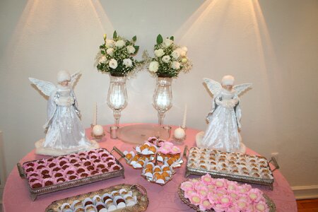 Sweet table christening girl angels photo