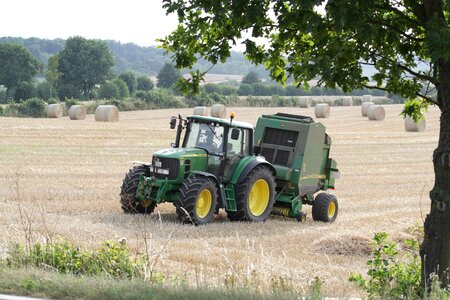 Landscape straw hay bales photo