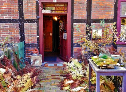 Historically entrance door front yard photo