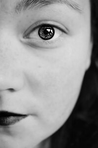 Eye black and white face