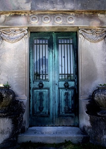 Ornate mausoleum doorway photo