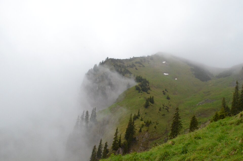 Mountains clouds meadow